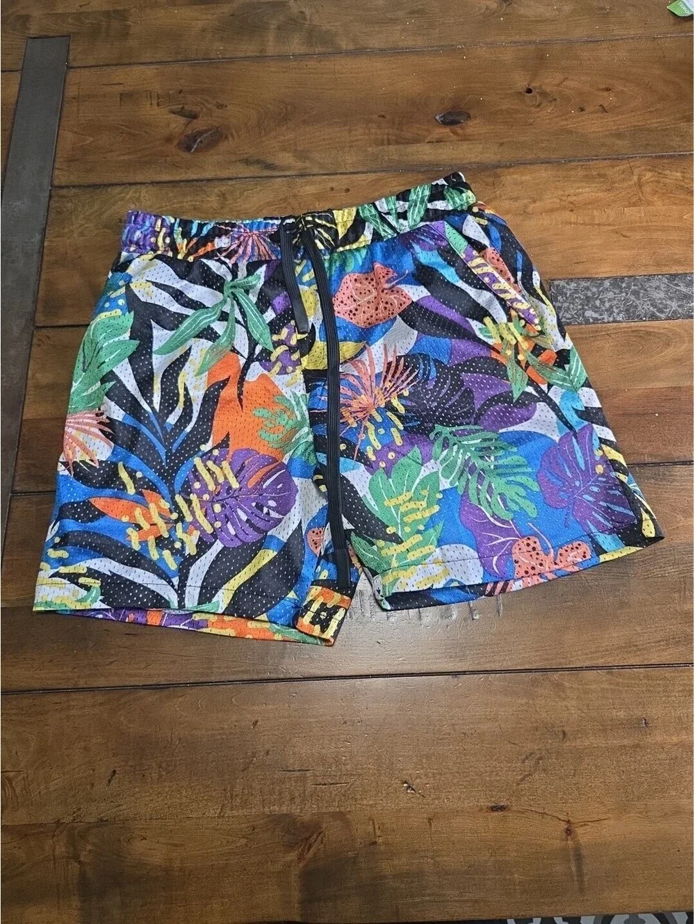 Drill Clothing Co Men Mesh Shorts Tropical Floral Neon AOP All Over Print Small